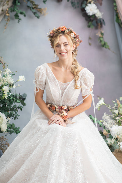 Boho flower wedding crown