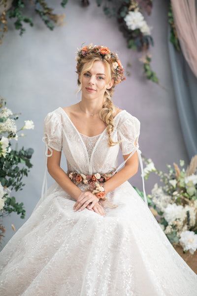 Boho flower wedding crown