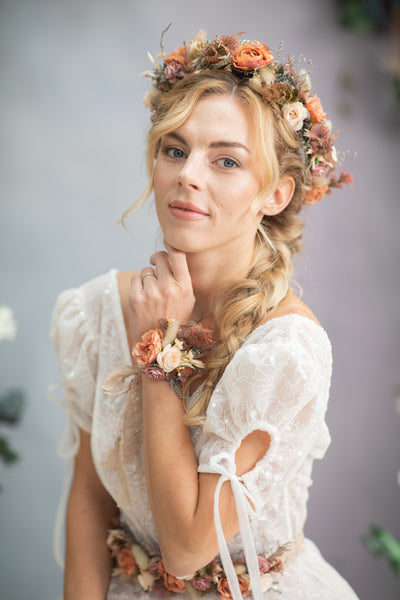 Boho flower wedding crown