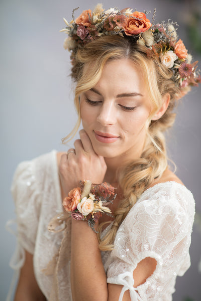 Boho flower wedding crown
