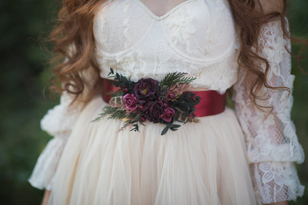 Burgundy autumn flower belt