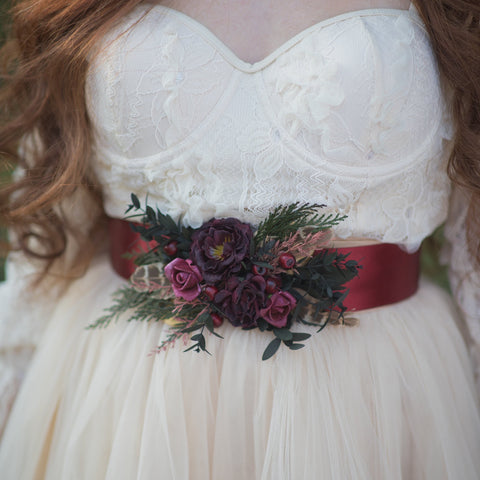 Burgundy bridal online sash
