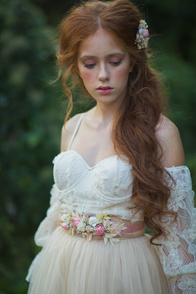 Romantic blush and ivory belt