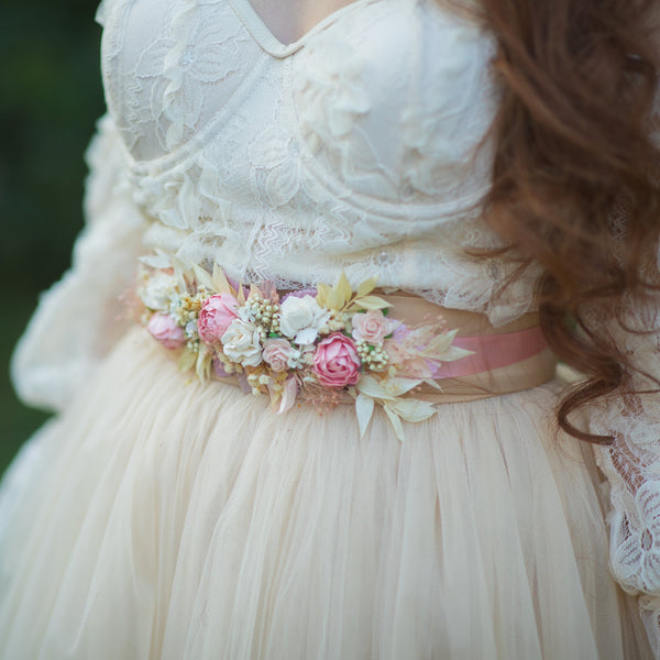 Romantic blush and ivory belt