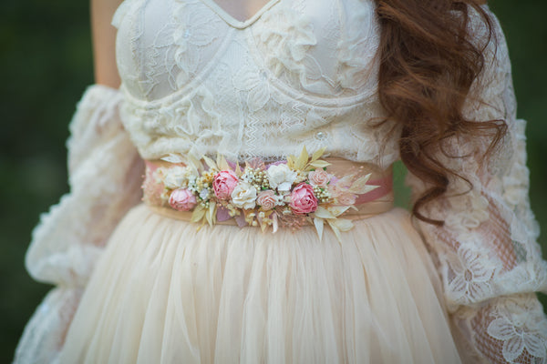 Romantic blush and ivory belt