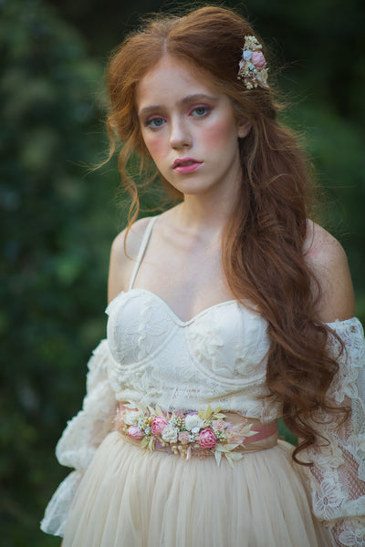 Romantic blush and ivory belt