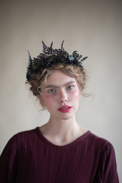 Black bridal flower crown