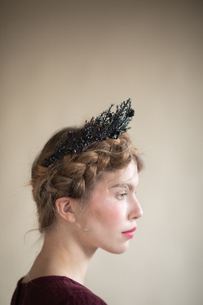 Black wedding flower crown