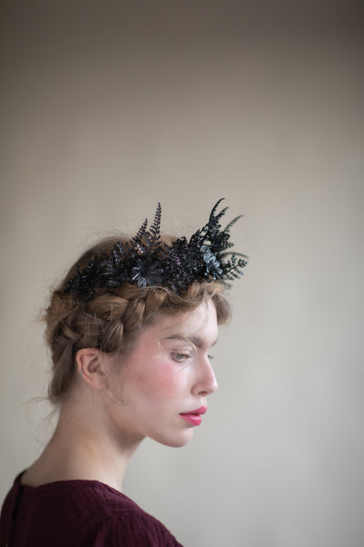 Black bridal flower crown