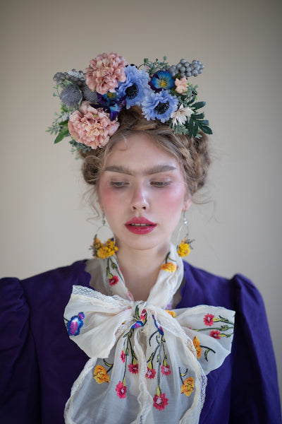 Blue and blush Frida Kahlo headband