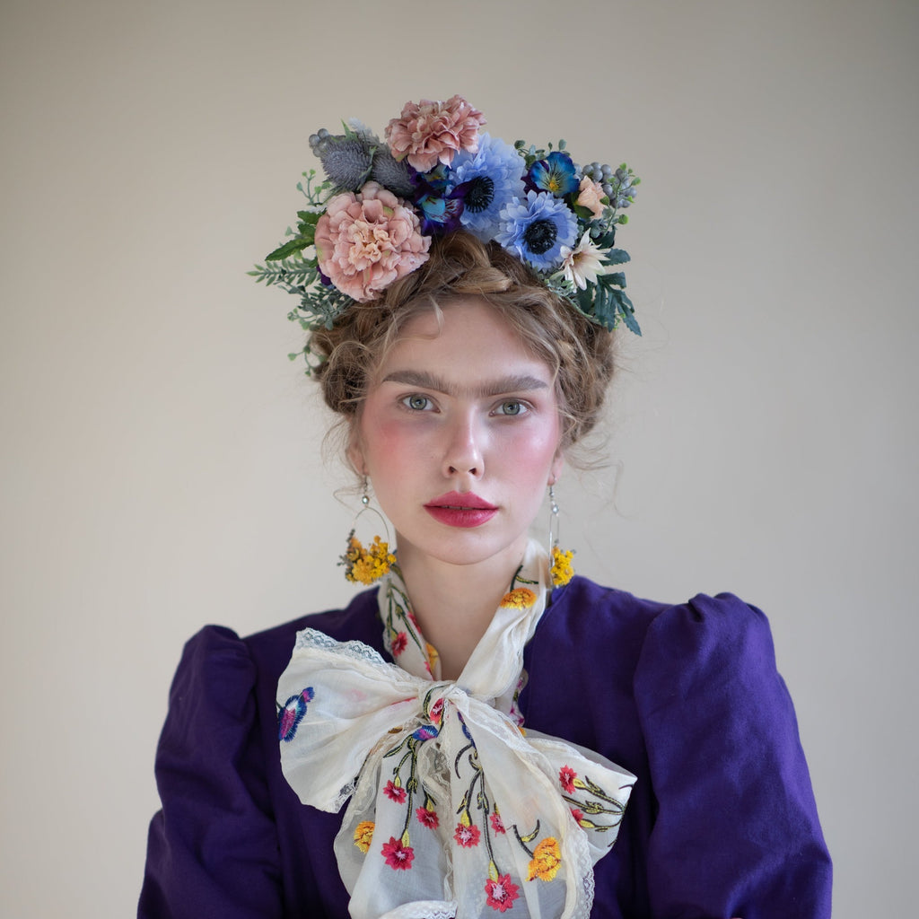 Blue and blush Frida Kahlo headband
