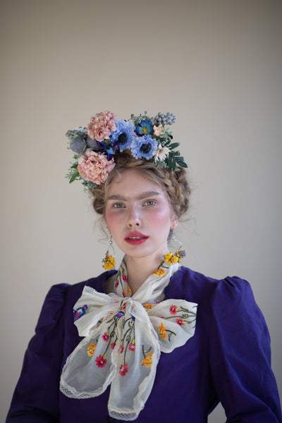 Blue and blush Frida Kahlo headband