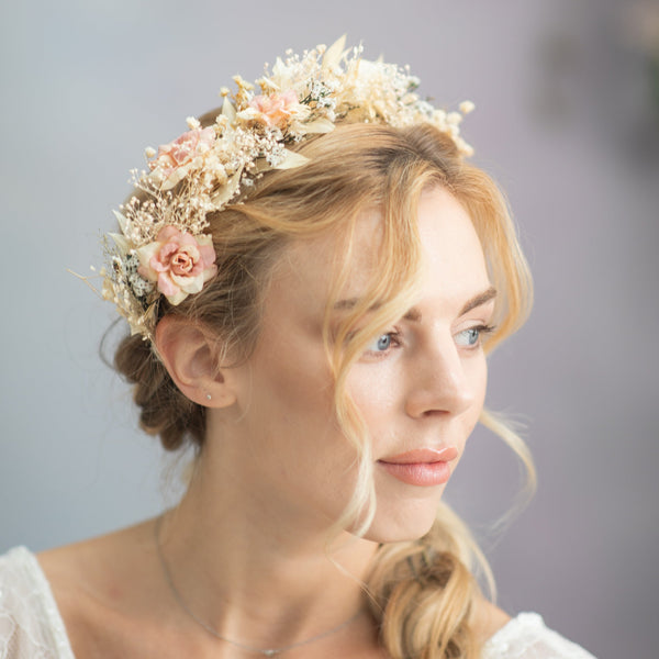 Romantic rustic flower hair crown