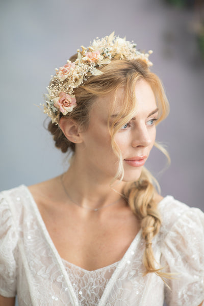 Romantic rustic flower hair crown