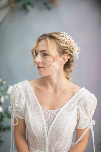 Rustic flower hair comb