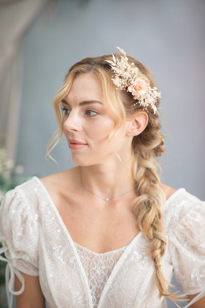 Rustic flower hair comb