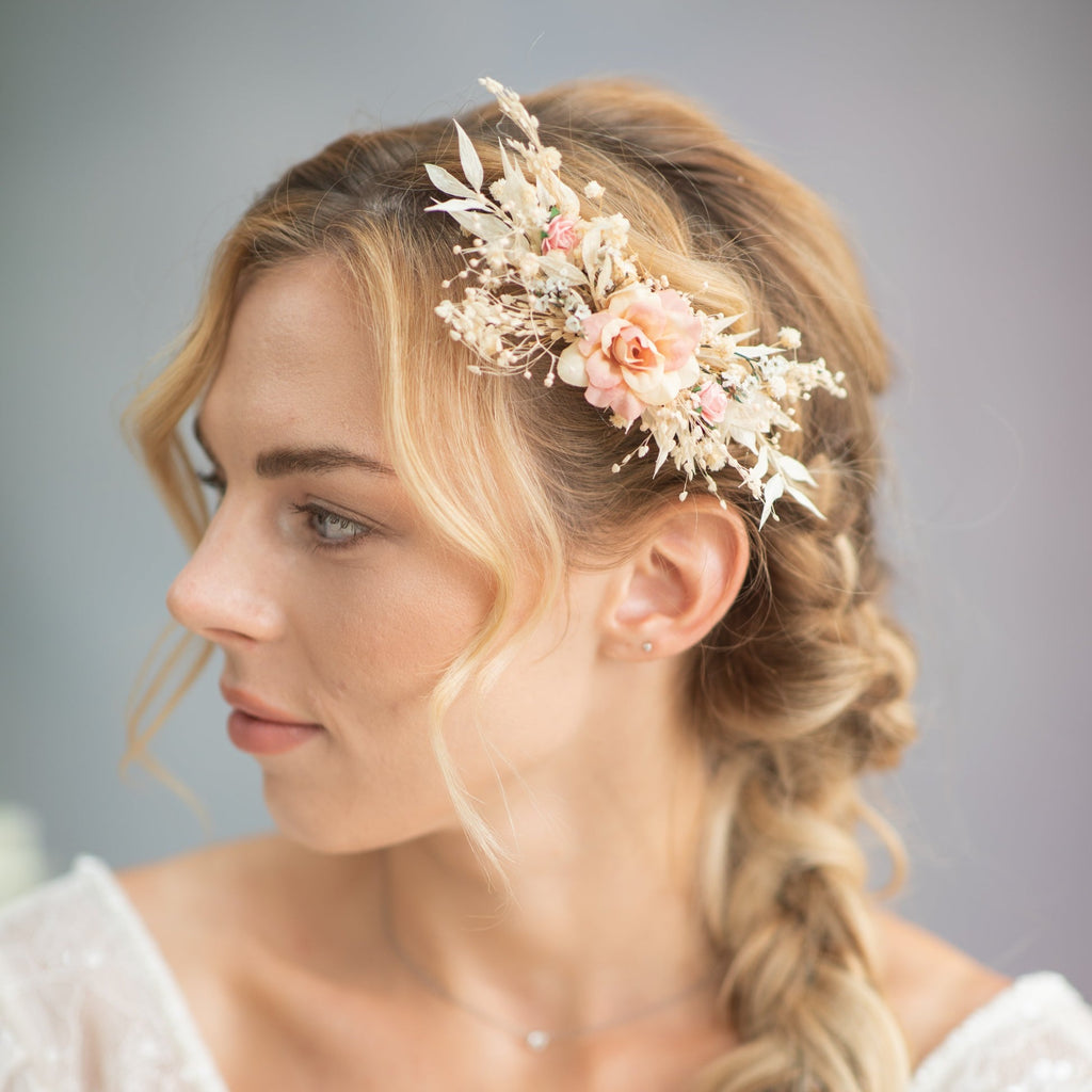 Rustic flower hair comb