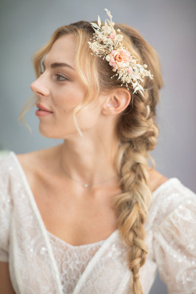 Rustic flower hair comb