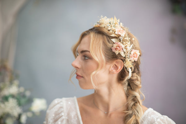 Romantic rustic flower hair crown