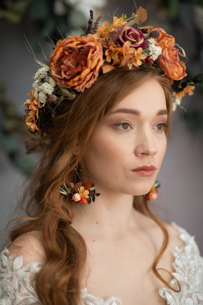 Autumn wedding flower earrings