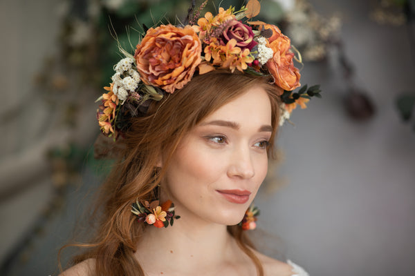 Autumn wedding flower earrings