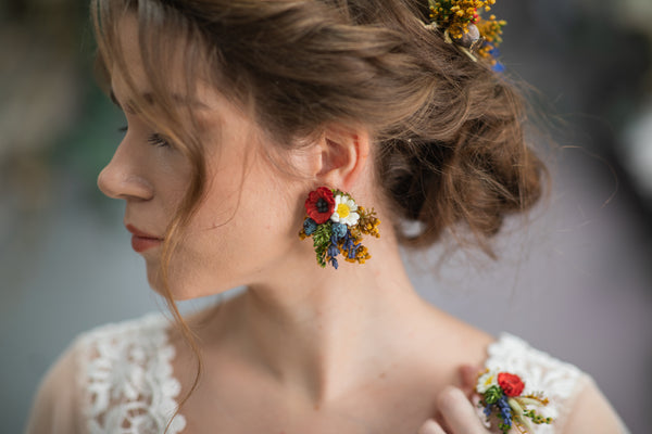 Folk wedding earrings