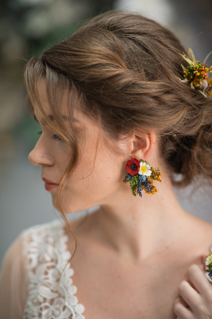 Peony Earrings Floral Earring Bride Earrings Wedding 
