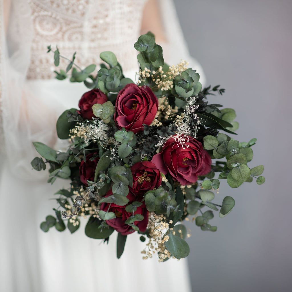 Silver Ice Winter Wedding Bouquet - Amore – Dried Flowers Forever