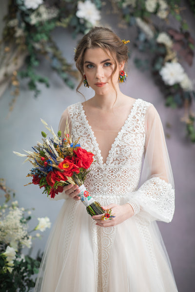 Folk meadow wedding ring