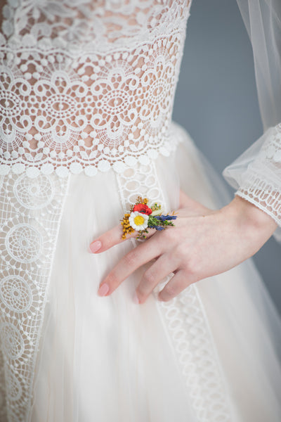 Folk meadow wedding ring