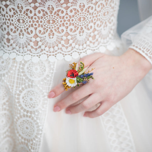 Folk meadow wedding ring