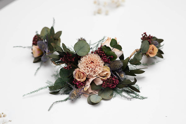 Shapable bridal vine with thistles Hair flowers Romantic bridal accessories Wedding hair comb Flexible hair vine Bendable wedding headpiece