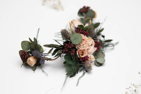 Shapable bridal vine with thistles Hair flowers Romantic bridal accessories Wedding hair comb Flexible hair vine Bendable wedding headpiece