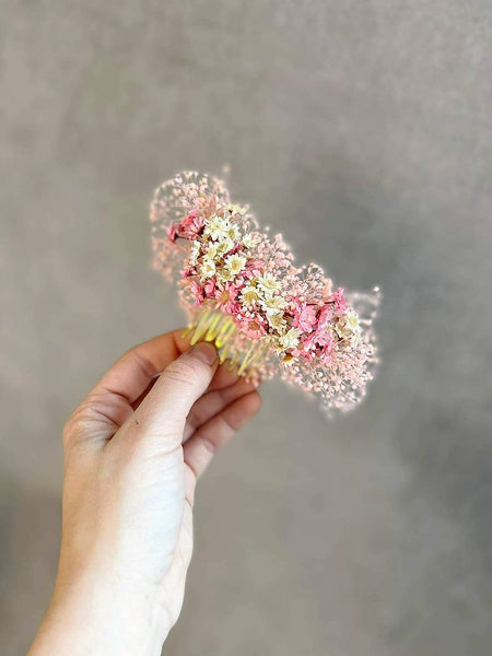 Blush and ivory flower comb
