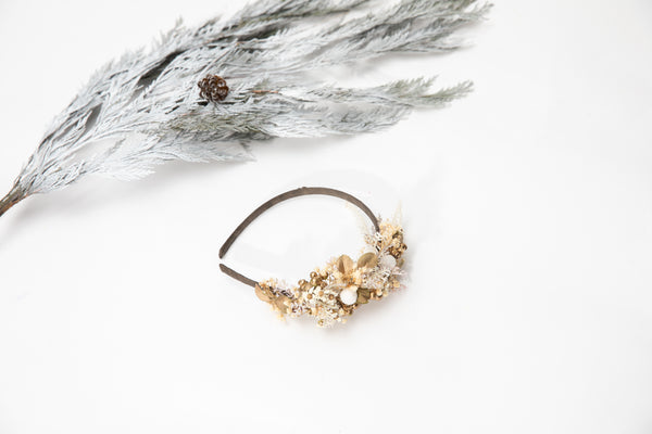 Golden winter flower headband