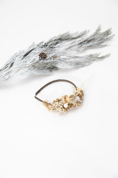Golden winter flower headband