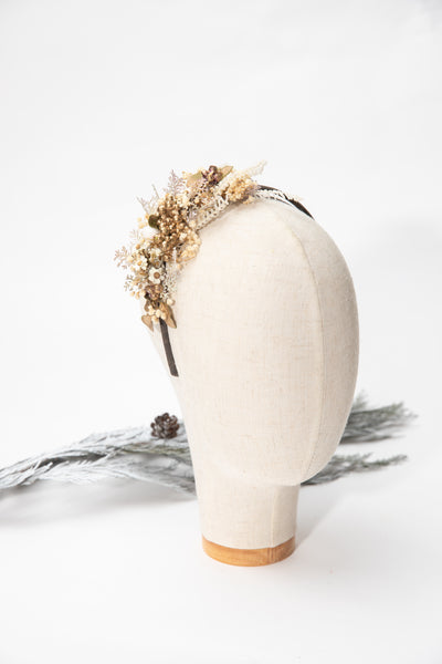 Golden winter flower headband