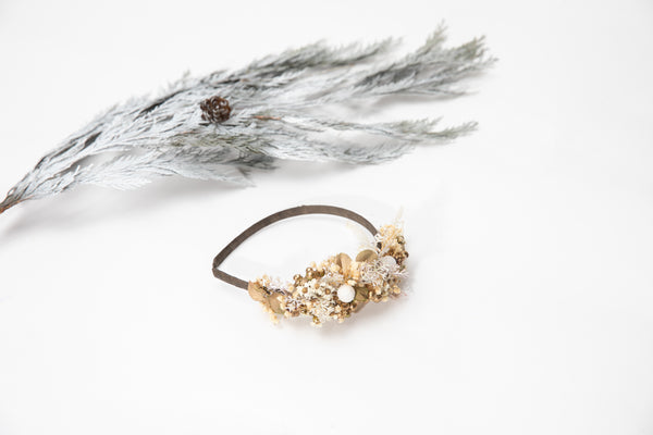 Golden winter flower headband