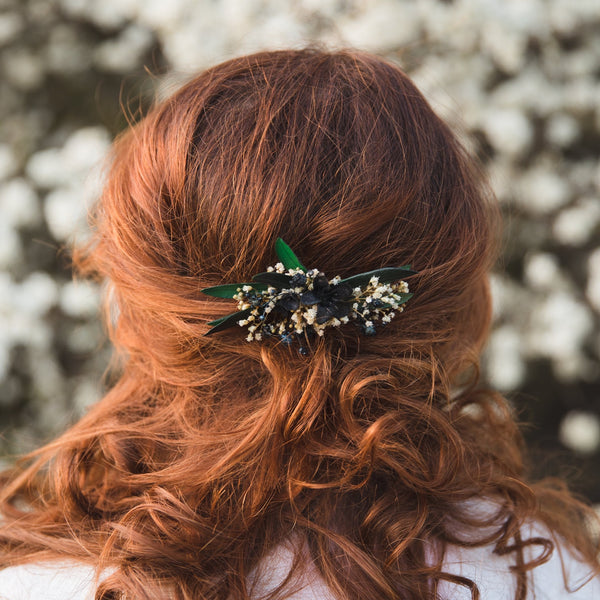 Greenery bridal hair comb Olive leaves Baby's breath flower comb for bride Natural Wedding hair jewellery Greenery hair flowers Magaela