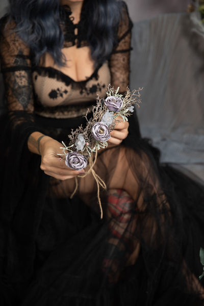 Dusty purple flower wedding crown