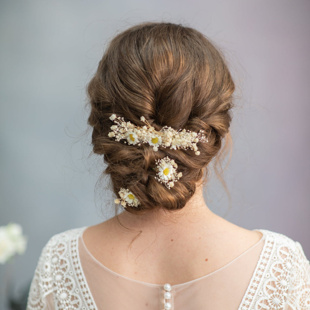 Daisy flower hair comb and hair pins