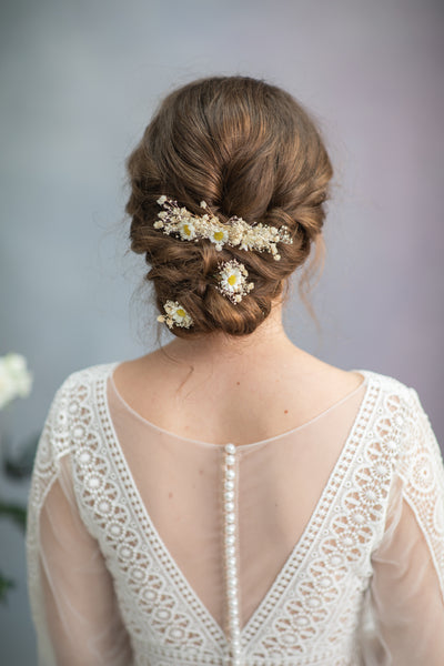 Daisy flower hair comb and hair pins