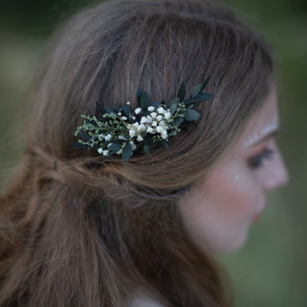 Greenery mini flower hair comb Wedding hair comb Baby's breath Bridal accessories Greenery flower hair comb Magaela Natural