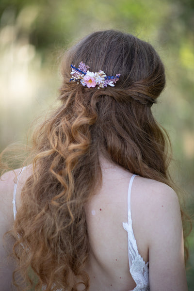 Romantic flower mini hair comb Wedding flower comb Decorative Romantic style Bridal hair comb Magaela Bridal accessories Flowers Lavender