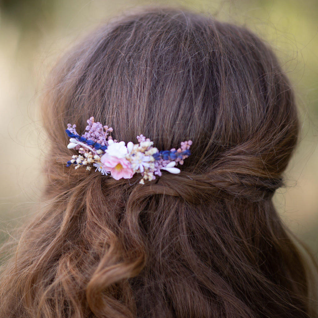 Romantic flower mini hair comb Wedding flower comb Decorative Romantic style Bridal hair comb Magaela Bridal accessories Flowers Lavender