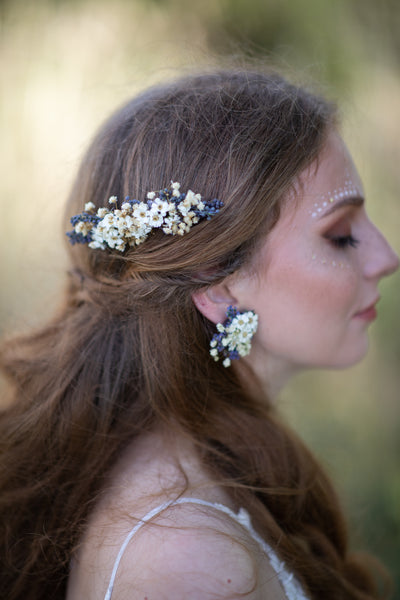 Natural lavender hair comb Violet and white floral comb Magaela Wedding flower comb Hochzeit Bridal comb Hair accessories Baby's breath comb