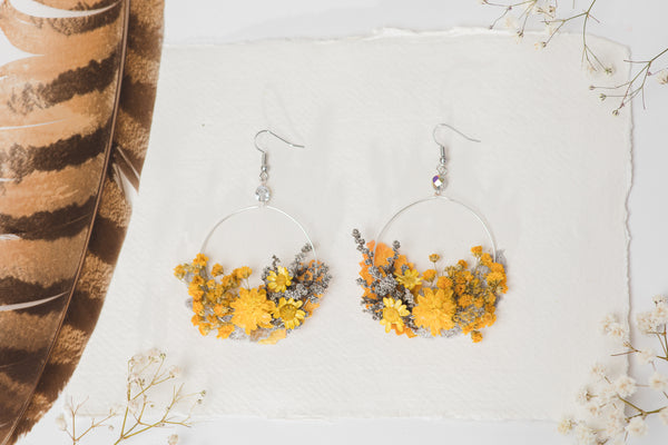 Ochre flower earrings for bride
