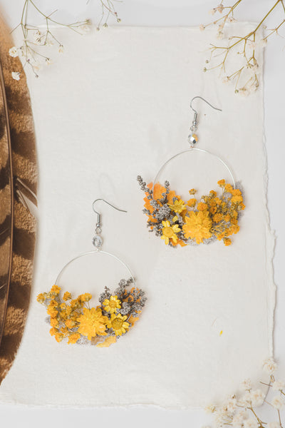 Ochre flower earrings for bride