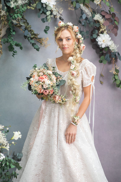 Romantic peony flower garland