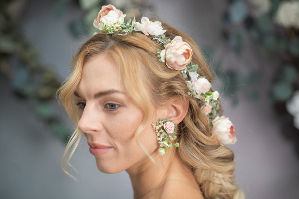 Romantic flower stud/clip on earrings